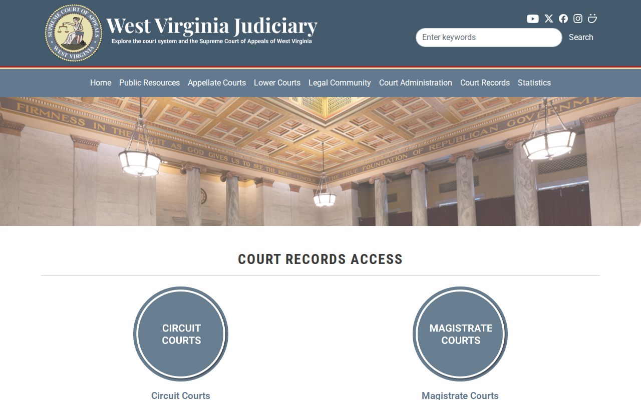 West Virginia Judiciary court access page used to trace a Doddridge County release