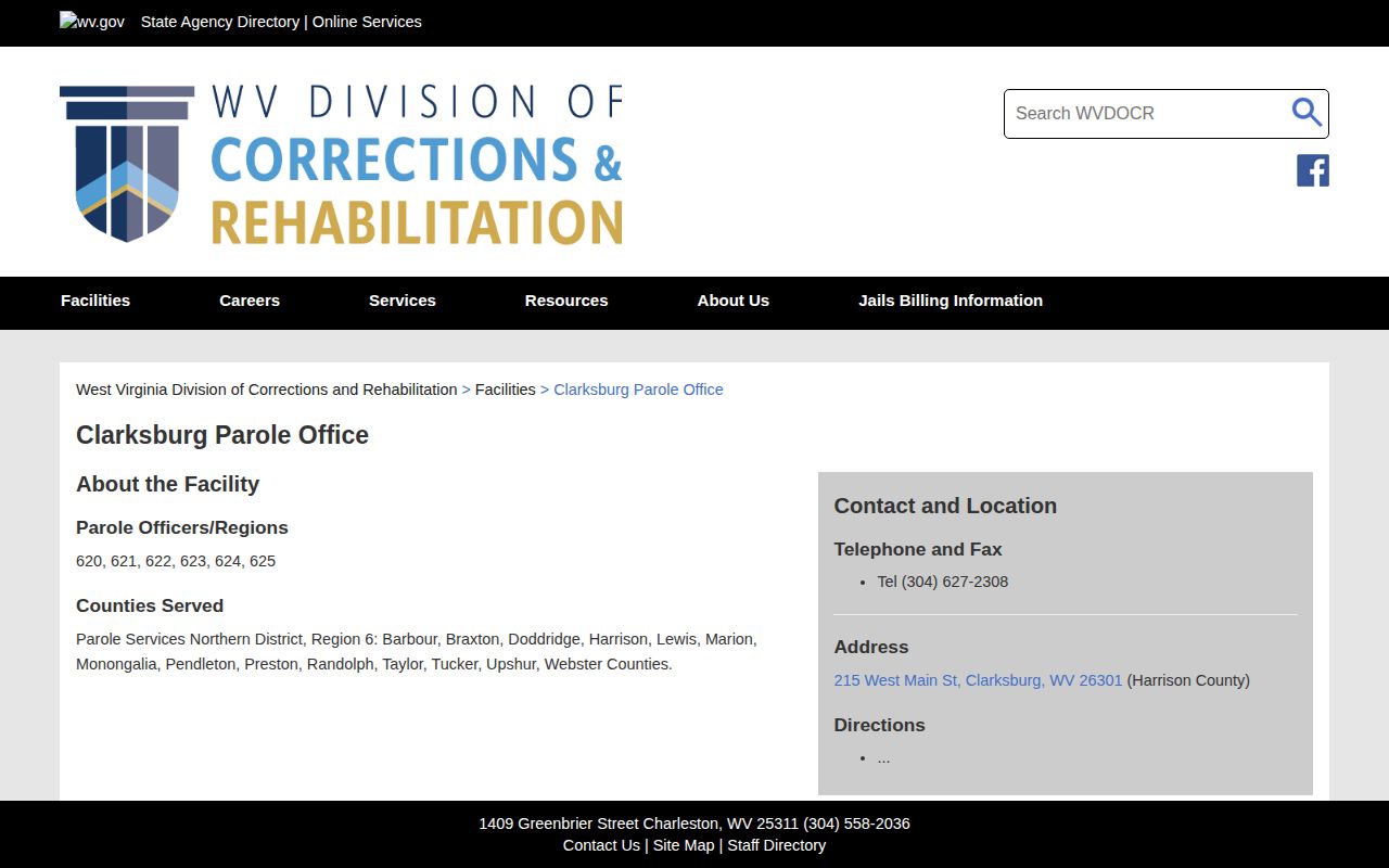 Doddridge County parole release contact at the Clarksburg Parole Office
